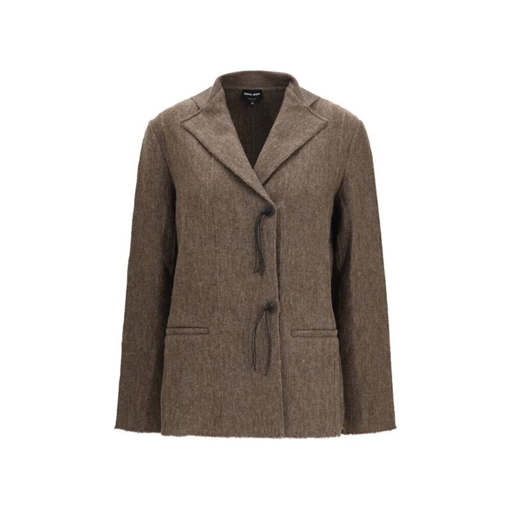 Giorgio Armani Women Wool Jersey Jacket With Leather Tassels